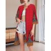 imageEkouaer Women Zipper Robe 34 Sleeve Nightgowns Lightweight Short Bathrobe with Pockets S3XLRed Leaves