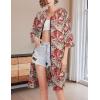imageEkouaer Women Zipper Robe 34 Sleeve Nightgowns Lightweight Short Bathrobe with Pockets S3XLRed Print