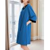 imageEkouaer Women Zipper Robe 34 Sleeve Nightgowns Lightweight Short Bathrobe with Pockets S3XLSky Blue