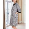 imageEkouaer Women Zipper Robe 34 Sleeve Nightgowns Lightweight Short Bathrobe with Pockets S3XLWhite Leopard