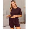 imageEkouaer Womens Maternity Pajamas Sets 2 Piece Outfits Short Sleeve Shirts and Biker Shorts Pregnancy Loungewear Mama ClothesBurgundy Red