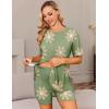 imageEkouaer Womens Maternity Pajamas Sets 2 Piece Outfits Short Sleeve Shirts and Biker Shorts Pregnancy Loungewear Mama ClothesFloral Green
