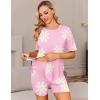 imageEkouaer Womens Maternity Pajamas Sets 2 Piece Outfits Short Sleeve Shirts and Biker Shorts Pregnancy Loungewear Mama ClothesFloral Pink