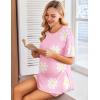 imageEkouaer Womens Maternity Pajamas Sets 2 Piece Outfits Short Sleeve Shirts and Biker Shorts Pregnancy Loungewear Mama ClothesFloral Pink