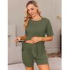imageEkouaer Womens Maternity Pajamas Sets 2 Piece Outfits Short Sleeve Shirts and Biker Shorts Pregnancy Loungewear Mama ClothesGreen Army