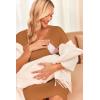 imageEkouaer Womens NursingDeliveryLaborHospital Nightdress Short Sleeve Maternity Nightgown with Button SXXLBrown