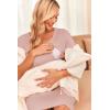 imageEkouaer Womens NursingDeliveryLaborHospital Nightdress Short Sleeve Maternity Nightgown with Button SXXLDirty Pink