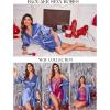imageEkouaer Womens Satin Robe Valentines Lingerie for Women Kimono Bathrobe Short Ruffle Belted Robes Bridesmaids SleepwearCobalt Blue