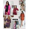 imageEkouaer Womens Satin Robe Valentines Lingerie for Women Kimono Bathrobe Short Ruffle Belted Robes Bridesmaids SleepwearDeep Blue