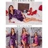 imageEkouaer Womens Satin Robe Valentines Lingerie for Women Kimono Bathrobe Short Ruffle Belted Robes Bridesmaids SleepwearDeep Purple
