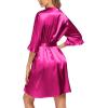 imageEkouaer Womens Satin Robe Valentines Lingerie for Women Kimono Bathrobe Short Ruffle Belted Robes Bridesmaids SleepwearHot Pink