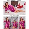 imageEkouaer Womens Satin Robe Valentines Lingerie for Women Kimono Bathrobe Short Ruffle Belted Robes Bridesmaids SleepwearHot Pink