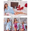 imageEkouaer Womens Satin Robe Valentines Lingerie for Women Kimono Bathrobe Short Ruffle Belted Robes Bridesmaids SleepwearLight Blue