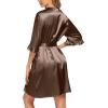 imageEkouaer Womens Satin Robe Valentines Lingerie for Women Kimono Bathrobe Short Ruffle Belted Robes Bridesmaids SleepwearLight Coffee