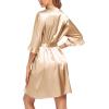 imageEkouaer Womens Satin Robe Valentines Lingerie for Women Kimono Bathrobe Short Ruffle Belted Robes Bridesmaids SleepwearLight Khaki