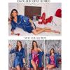 imageEkouaer Womens Satin Robe Valentines Lingerie for Women Kimono Bathrobe Short Ruffle Belted Robes Bridesmaids SleepwearNavy