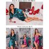 imageEkouaer Womens Satin Robe Valentines Lingerie for Women Kimono Bathrobe Short Ruffle Belted Robes Bridesmaids SleepwearPeacock Blue
