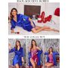 imageEkouaer Womens Satin Robe Valentines Lingerie for Women Kimono Bathrobe Short Ruffle Belted Robes Bridesmaids SleepwearRoyal Blue