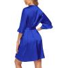 imageEkouaer Womens Satin Robe Valentines Lingerie for Women Kimono Bathrobe Short Ruffle Belted Robes Bridesmaids SleepwearRoyal Blue