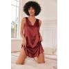 imageEkouaer Womens Satin Silk Nightgown V Neck Nightie Tank Sleepshirt Sleeveless Summer Dress Comfy LoungewearWine Red