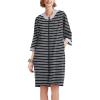 imageEkouaer Women Zipper Robe 34 Sleeve Nightgowns Lightweight Short Bathrobe with Pockets S3XLBlack Strips