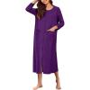imageEkouaer Zipper Robes for Women Ribbed Knit Bathrobe Lightweight Full Length Loungewear with Pockets S3XLDeep Purple