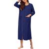 imageEkouaer Zipper Robes for Women Ribbed Knit Bathrobe Lightweight Full Length Loungewear with Pockets S3XLNavy Blue