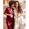 imageEkouaer 2 Pack Womens Silk Satin Pajama Sets Button Down Sleepwear Short Sleeve Top and Pants Soft Pjs Lounge SetBurgundyBeige