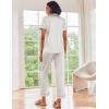 imageEkouaer 2 Pack Womens Silk Satin Pajama Sets Button Down Sleepwear Short Sleeve Top and Pants Soft Pjs Lounge SetDark PurpleOff White