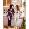imageEkouaer 2 Pack Womens Silk Satin Pajama Sets Button Down Sleepwear Short Sleeve Top and Pants Soft Pjs Lounge SetDark PurpleOff White