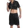 imageEkouaer Mens Satin Pajamas Set ButtonDown Short Sleeve Shirt Top Soft Silk Sleepwear Loose Pocket Pant LoungewearBlack Zebra