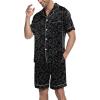 imageEkouaer Mens Satin Pajamas Set ButtonDown Short Sleeve Shirt Top Soft Silk Sleepwear Loose Pocket Pant LoungewearBlack Zebra