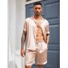 imageEkouaer Mens Satin Pajamas Set ButtonDown Short Sleeve Shirt Top Soft Silk Sleepwear Loose Pocket Pant LoungewearChampagne