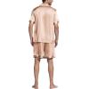 imageEkouaer Mens Satin Pajamas Set ButtonDown Short Sleeve Shirt Top Soft Silk Sleepwear Loose Pocket Pant LoungewearChampagne