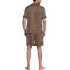 imageEkouaer Mens Satin Pajamas Set ButtonDown Short Sleeve Shirt Top Soft Silk Sleepwear Loose Pocket Pant LoungewearGeometric Gold