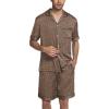 imageEkouaer Mens Satin Pajamas Set ButtonDown Short Sleeve Shirt Top Soft Silk Sleepwear Loose Pocket Pant LoungewearGeometric Gold