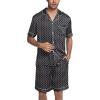 imageEkouaer Mens Satin Pajamas Set ButtonDown Short Sleeve Shirt Top Soft Silk Sleepwear Loose Pocket Pant LoungewearGeometric Yellow
