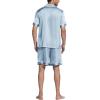 imageEkouaer Mens Satin Pajamas Set ButtonDown Short Sleeve Shirt Top Soft Silk Sleepwear Loose Pocket Pant LoungewearIce Blue