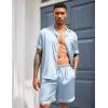 imageEkouaer Mens Satin Pajamas Set ButtonDown Short Sleeve Shirt Top Soft Silk Sleepwear Loose Pocket Pant LoungewearIce Blue