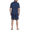 imageEkouaer Mens Satin Pajamas Set ButtonDown Short Sleeve Shirt Top Soft Silk Sleepwear Loose Pocket Pant LoungewearNavy Blue