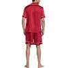 imageEkouaer Mens Satin Pajamas Set ButtonDown Short Sleeve Shirt Top Soft Silk Sleepwear Loose Pocket Pant LoungewearRed