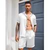 imageEkouaer Mens Satin Pajamas Set ButtonDown Short Sleeve Shirt Top Soft Silk Sleepwear Loose Pocket Pant LoungewearWhite
