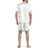 imageEkouaer Mens Satin Pajamas Set ButtonDown Short Sleeve Shirt Top Soft Silk Sleepwear Loose Pocket Pant LoungewearWhite