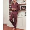 imageEkouaer Mens Silk Pajama Set Long Satin Loungewear 2 Piece Pjs Classic Button Down Sleepwear SXXLDark Red