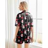 imageEkouaer Pajamas for Women Silk Soft Sleepwear Short Sleeve Button Down Pjs Satin Top and Shorts 2 Piece Lounge Set SXXLChristmas Black