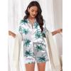 imageEkouaer Pajamas for Women Silk Soft Sleepwear Short Sleeve Button Down Pjs Satin Top and Shorts 2 Piece Lounge Set SXXLFlhp2white With Leaves