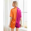 imageEkouaer Pajamas for Women Silk Soft Sleepwear Short Sleeve Button Down Pjs Satin Top and Shorts 2 Piece Lounge Set SXXLRose  Orange