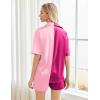 imageEkouaer Pajamas for Women Silk Soft Sleepwear Short Sleeve Button Down Pjs Satin Top and Shorts 2 Piece Lounge Set SXXLRose  Pink