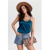 imageEkouaer Satin Pajamas Women Lace Sleepwear Lingerie Cami Shorts Set Nightwear XSXXLDark Green