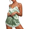 imageEkouaer Satin Pajamas Women Lace Sleepwear Lingerie Cami Shorts Set Nightwear XSXXLIce Cream Green